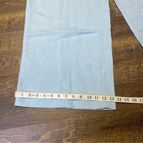 NEW Ann Taylor Pant Womens Medium Blue Linen High Elastic Waist Wide Leg Palazzo - Picture 2 of 9